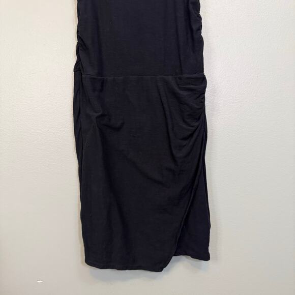 James Perse Revolve Mini Sheath Dress Womens 1 XS/S Black Tank Wide Strap Ruched - Picture 7 of 10